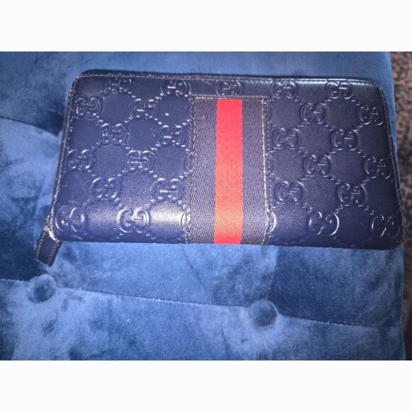 EUC Authentic Gucci Zippy Wallet - RARE Navy Blue - Picture 1 of 11